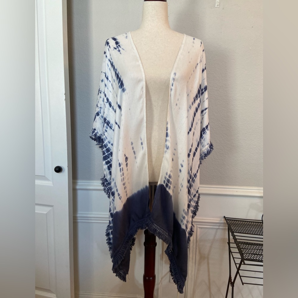 Sweet Magnolia Fringe Kimono Cover Poncho Up one size